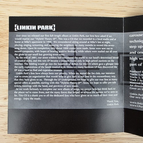 Hybrid Theory EP auto-titré réédité démo CD 1999 original Linkin Park Shinoda - Photo 6/8