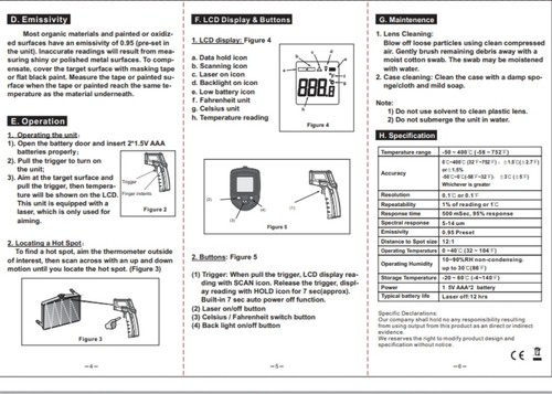 Pistola termómetro láser infrarrojo probador de medición de temperatura digital sin contacto - Imagen 10 de 10