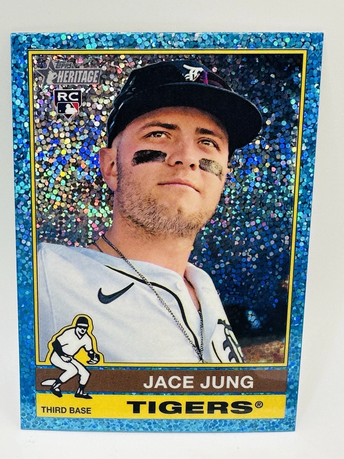 Jace Jung 2025 TOPPS HERITAGE ROOKIE CHROME LIGHT BLUE SPARKLE #71 TIGERS