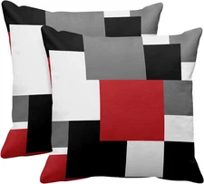 Emvency Set of 2 Red 18" x (Pack 2), Geometric Black 