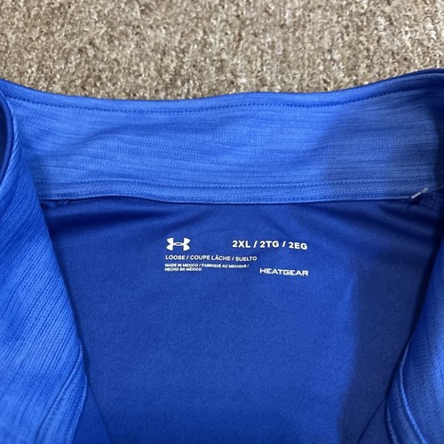 Under Armour Shirt HeatGear XXL Blue Pull Over Quarter Zip Performance LS - Picture 5 of 10