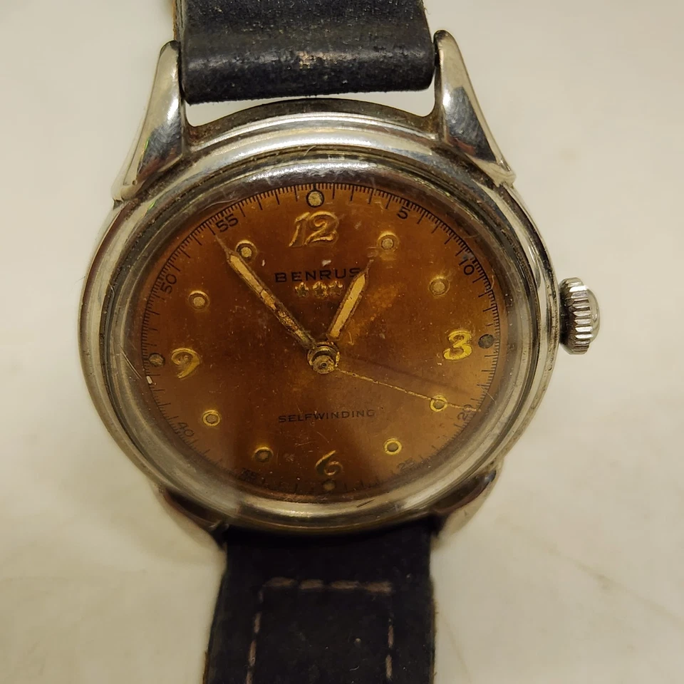 Винтажные водонепроницаемые часы 1950-х BENRUS 3 Star с автоподзаводом нержавеющая сталь 542605 - Изображение 4 из 4