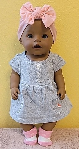 ZAPF AFRICAN AMERICAN SLEEP EYES DRINK WET DOLL, DRESS, PANTIES, SOCKS, HEADBAND - Picture 1 of 8