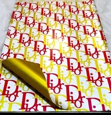 Korean Wrapping Paper Waterproof 5 Sheets 5 Yds Ribbon Set Metallic Pink & Gold