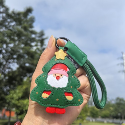 Pu Leather Key Chain Christmas Tree Sock Pendant Boys Girls Car Pendant Keychain - Picture 9 of 10