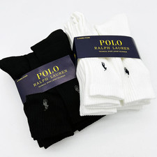 6 Pairs Ralph Lauren Vintage Polo Men's Socks White/Black UK/US 6 - 10