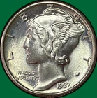 1937 Mercury Dime Brilliant Uncirculated BU Coin #36646