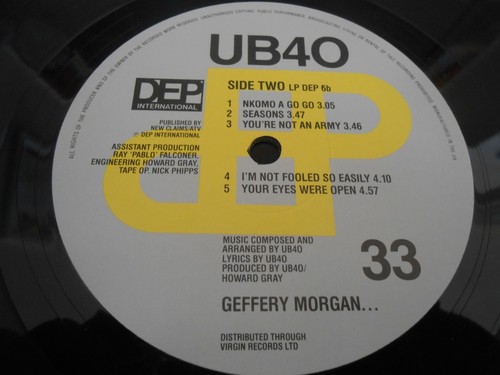 UB40 - "Geffery Morgan" - DEP INTERNATIONAL LP - Picture 4 of 6