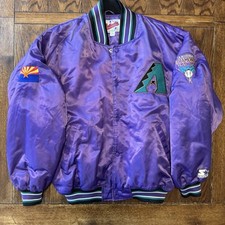 Arizona Diamondbacks Starter Jacket Mens 2XL Vintage Diamond Snap Purple Satin