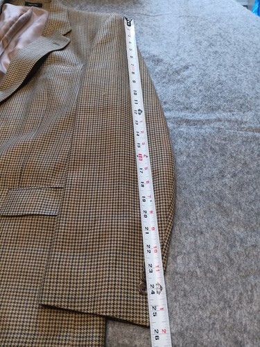 CHAPS Sport Mantel Herren 46R hellbraun Seide 2-btn Hahnentritt leichter Blazer Jacke - Bild 8 von 8