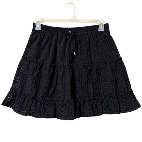 JODIFL Mujer Talla Grande Pull On Negro Falda Escalonada Cintura Elástica Cuadros Nuevo Con Etiquetas - Imagen 1 de 9