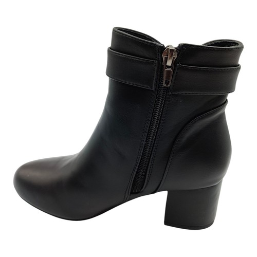 essex glam women block heeled boots black synthetic leather buckle detail size 4 - Picture 22 of 24