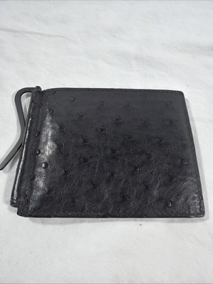 Bottega Veneta Black Ostrich Money Clip Wallet Excellent Card