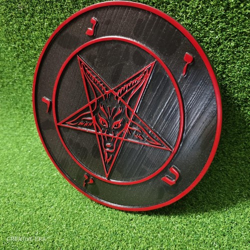 Baphomet Bloody Red Wooden Ash Tree Pentacle Home, presence in Any Room Decor - Picture 3 of 3