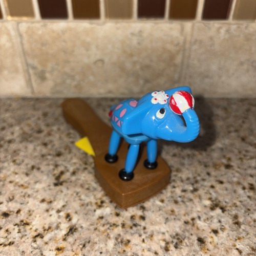 Vintage ELEPHANT Push Puppet British Patent Collapsing Toy Blue Circus #123 - Picture 2 of 8