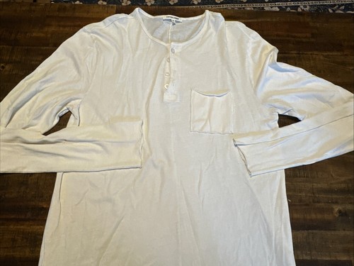 Cotton Citizen Henley Tee Medium White Long Sleeve Shirt Lightweight USA(371)