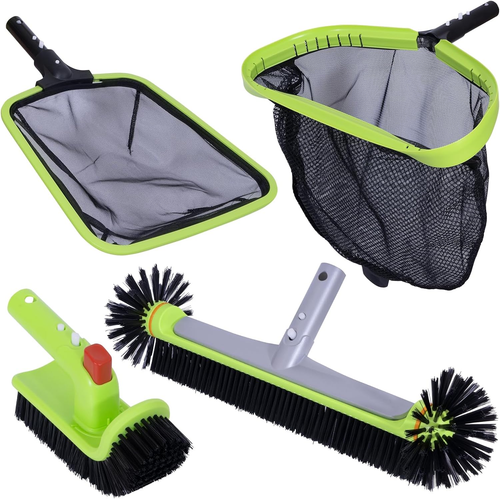 Deluxe Pool Cleaning Kit – Skimmer Net, Fine Mesh Net, Brush Head & Hand Brush - Picture 7 of 12