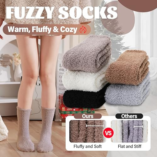 Calcetines Difusos para Mujer Hombre Zapatilla Esponjosa Acogedora Cálida Invierno Gruesa Mediana Lisa I - Imagen 3 de 6