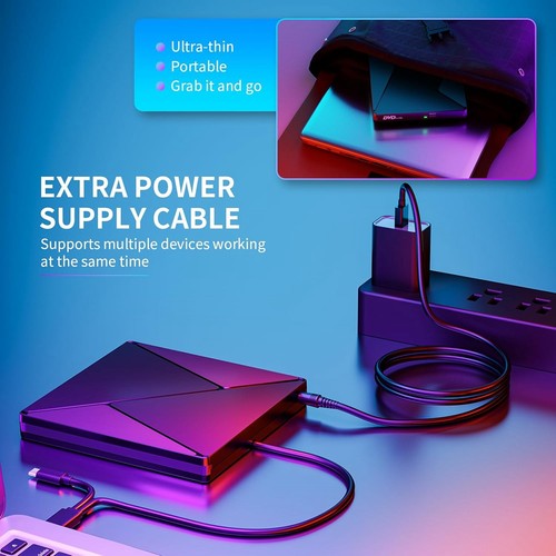 External CD/DVD Drive,Portable DVD Reader Writer ROM Drive,CD Burner2128 - Afbeelding 5 van 6