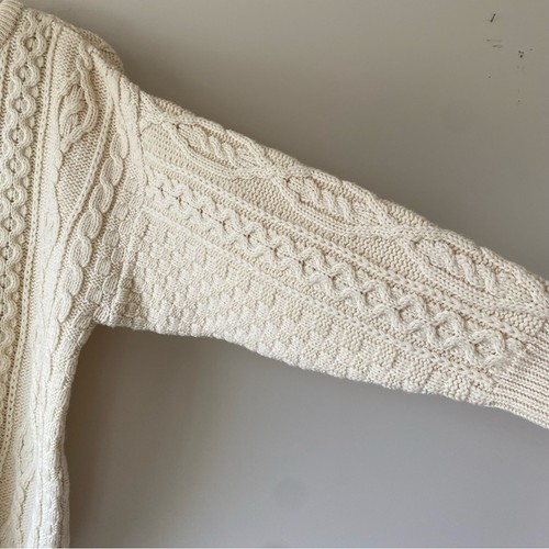 Aran Crafts 100% Wool Fisherman Crewneck Sweater Chunky Classic Size M - Picture 4 of 8