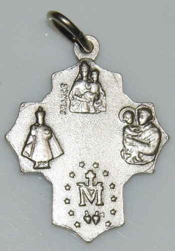 Precioso Panel de Plata Cruz Santa Medalla Milagrosa San José Cristóbal Dios de Praga - Imagen 2 de 2
