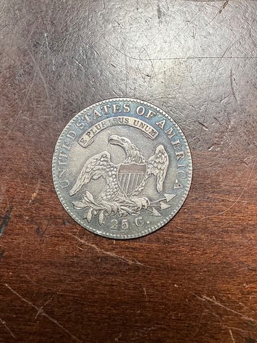 1821 CAPPED BUST LARGE SIZE QUARTER NICE COLOR XF - Picture 2 of 2