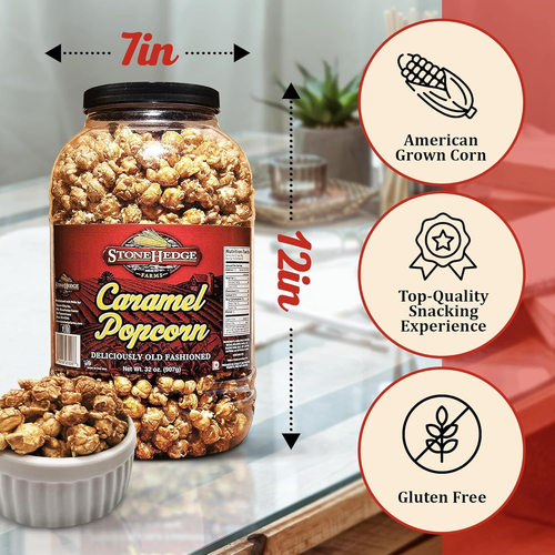 Stonehedge Farms Caramel Flavored Popcorn | 32 oz Large Tub | Perfect for... - Bild 3 von 6