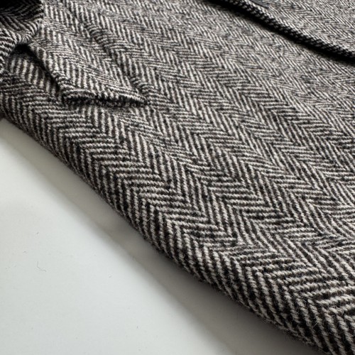 J CREW Thompson Herringbone Long Car Coat Mens 38 Wool Blend Dress Lined Brown - Picture 5 of 17