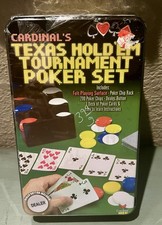 Texas Holdem Tournament Poker Set By Cardinal New Sealed In Tin Box O