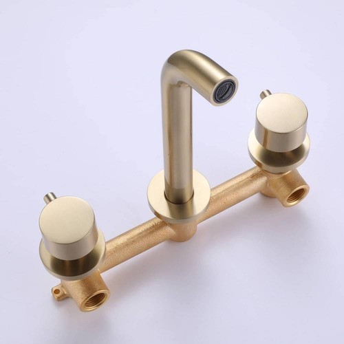 Grifo de baño montado en la pared con baño moderno de latón de 3 orificios en - Imagen 4 de 7