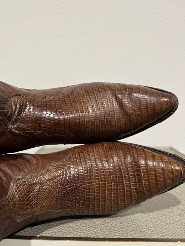 VTG Dan Post Western Boots Women's 8.5 Exotic Lizard Brown Leather Cowgirl Rodeo - Picture 7 of 24