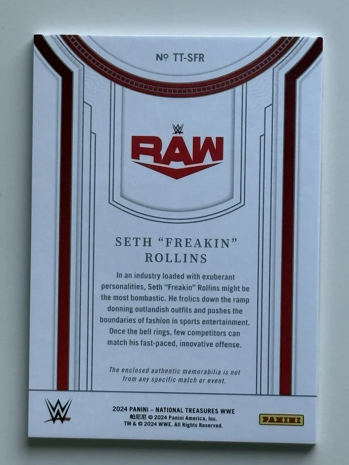 2024 Panini National Treasures WWE Seth Freakin Rollins /99 Threads Patch! CHAMP - Image 2 of 3