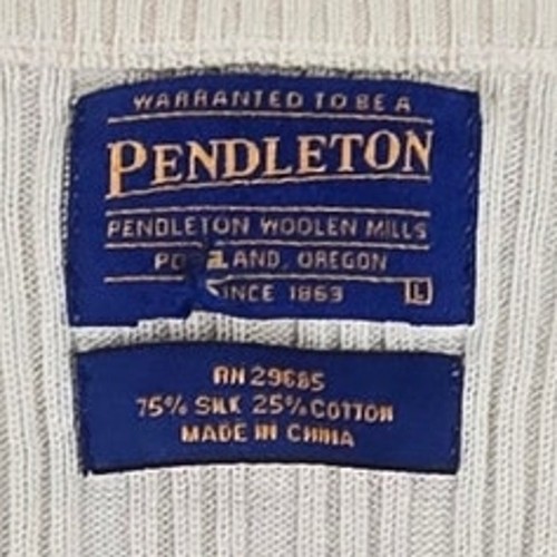 Pendleton Mens Sweater Vest Size Large 75% Silk V Neck Cream colored - Picture 3 of 10