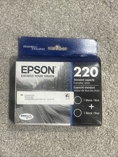 Genuine Epson 220 Durabrite Ultra Twin Pack Black Ink Cartridge 2 Pack Exp 6/25