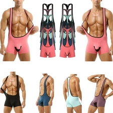 Mens Ice Silk Comfortable Jumpsuit Nightclub Party Hot And Spicy Erotic Bodysuit