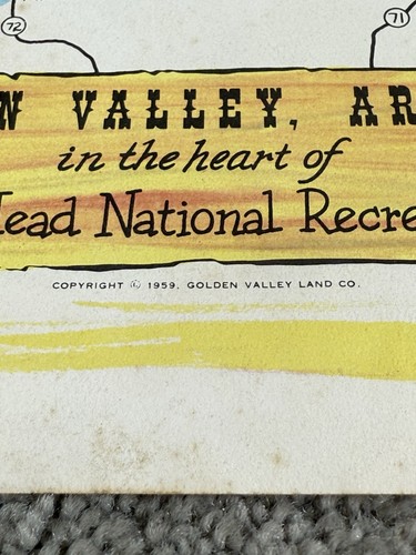 Vintage 1959 Golden Valley, Arizona Cartoon Map Lake Mead National Recreation - Imagen 4 de 10