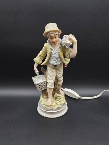 Vintage ARDALT Japan handbemalte Porzellan Figur Lampe JUNGE 10" groß - Bild 6 von 22
