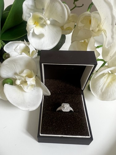 Platinum Engagement Ring Diamond Pear Cut Size L - Picture 2 of 9