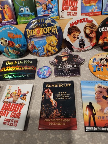 1990s 2000s Vintage Movie Disney Promo VHS DVD Pin Badge Button Lot 30+ Pcs - Picture 3 of 14
