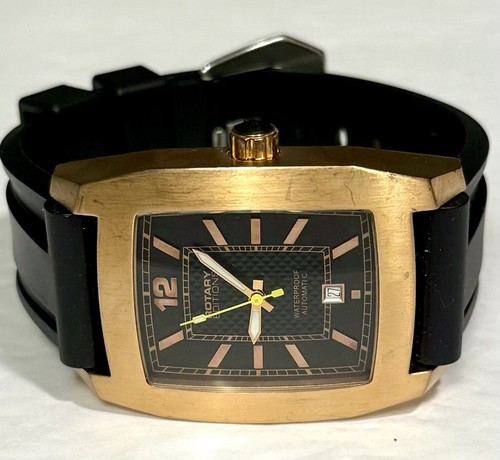 39mm Auto ROTARY Series 200 | Rosetone Rectangle | Black Dial & Strap | Watch - Picture 2 of 12
