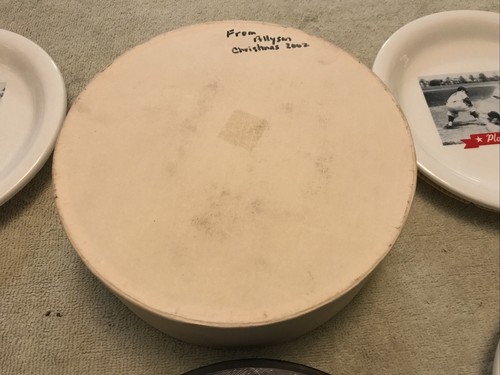 Vintage 4er Set Pottery Barn Baseball 8" Steinzeug Spielball Teller OVP - Bild 9 von 9