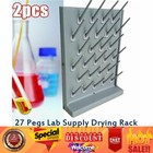 2Pcs Lab Supply Wall Desk Drying Rack 52 pegs/27 Pegs Cleaning Equipment Grey Pp