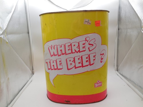 Vtg 1984 Cheinco Wendy's Where's The Beef? Metal Character Garbage Trash Can 13” - Picture 2 of 9