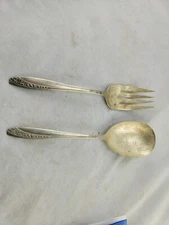 WM Rogers Mfg Co Silver AA Plate Original I.S. Fork & Spoon Serving Set Vintage