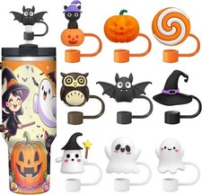 9Pcs Ghost Straw Topper, Halloween Straw Covers Cap for 10mm Drinking Straw Tip