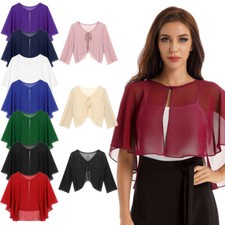 Womens Sheer Chiffon Cardigan Bolero Cape Wrapped Shawl Open Front Shrug Tops