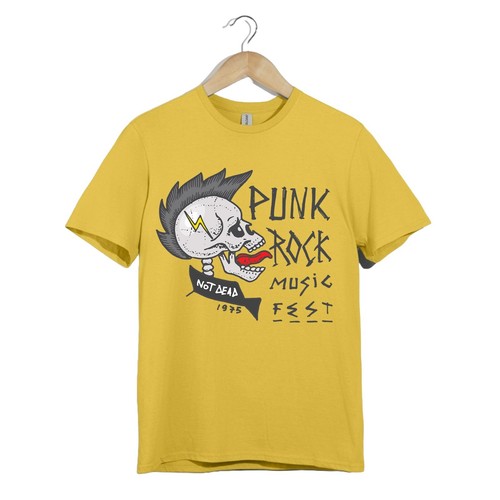 Punk Rock Skull T-Shirt – 1975 Music Fest Mohawk Tee – Not Dead Rebel Punk Shirt - Picture 14 of 20