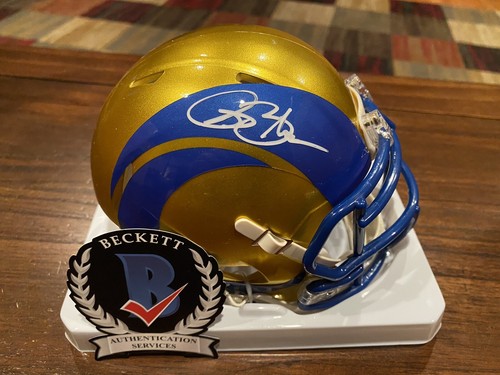 Isaac Bruce Autographed Rams Flash Mini Helmet Witness Beckett - Picture 2 of 11