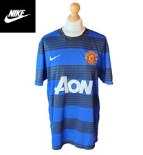 Genuine Nike Manchester United Away Shirt 2011/12 Men’s Size L Blue Jersey Top