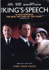 The KING'S SPEECH- Colin Firth- King Overcomes Speech Impediment DVD VG